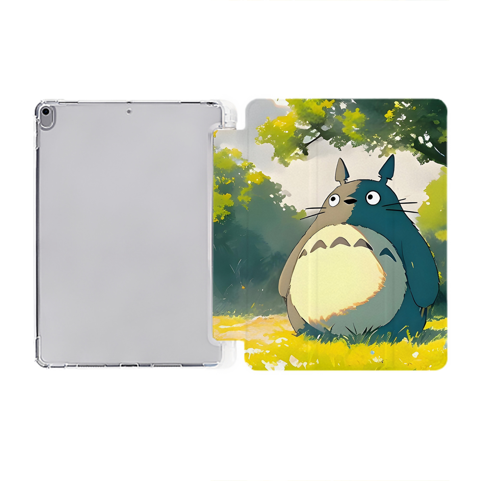 （画像用） となりのトトロ 草壁メイ 草壁サツキ My Neighbor Totoro Satsuki Kusakabe Mei Kusakabe IPad ケース ペン収納付き 三つ折りスタンド PUレザー×シリコン 対応機種9.5/10.5/10.9インチ